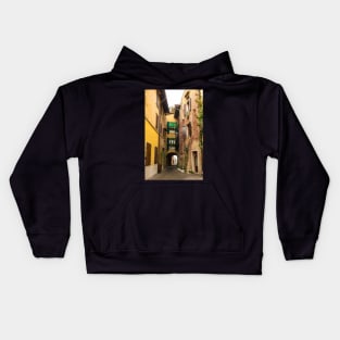 Street in Torri del Benaco, North East Italy Kids Hoodie